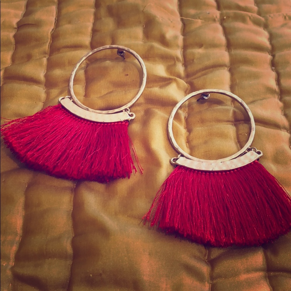 Red boho earrings